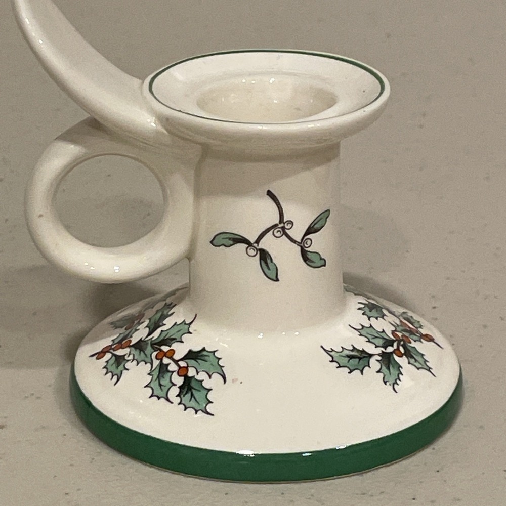Vintage Spode Christmas Tree Chamberstick Candle Holder Holly Berry England - Picture 4 of 10